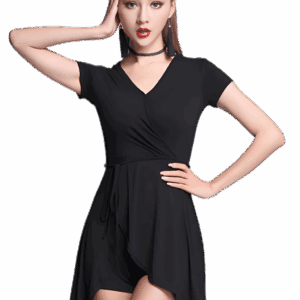V Neck Wrap Latin Rhythm Dance Clothing Dancewear Clothes Dresses With Sleeves