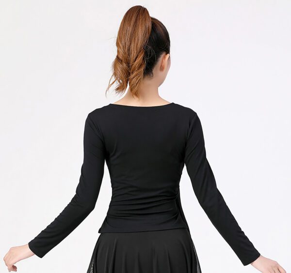 Whitewed Wrap Style Dance Top Long Sleeve Bow Tie Dance Yoga Fitness Tops For Womens - Image 4