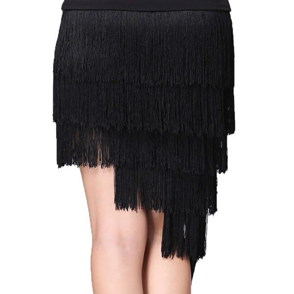 Whitewed Women'S Multi Layered Fringe Asymmetric Latin Tango Dance Skirts With Build In Shorts - Image 3