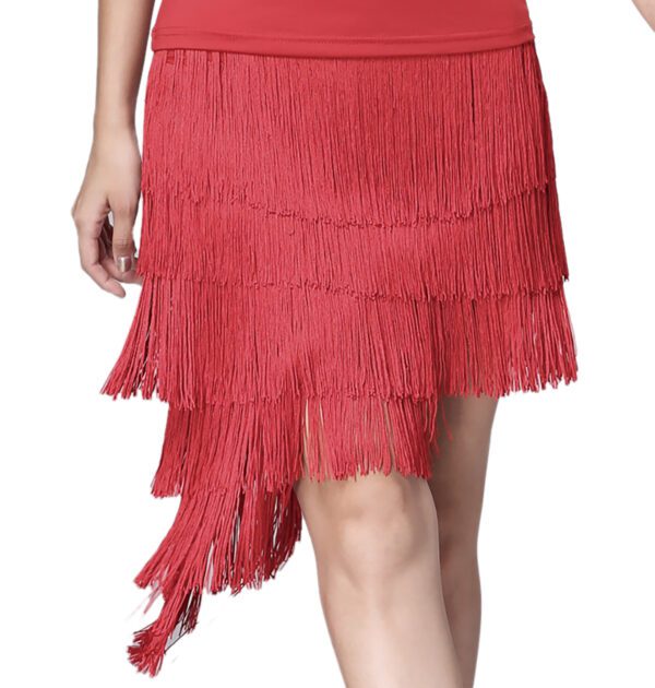 Whitewed Women'S Multi Layered Fringe Asymmetric Latin Tango Dance Skirts With Build In Shorts - Image 4