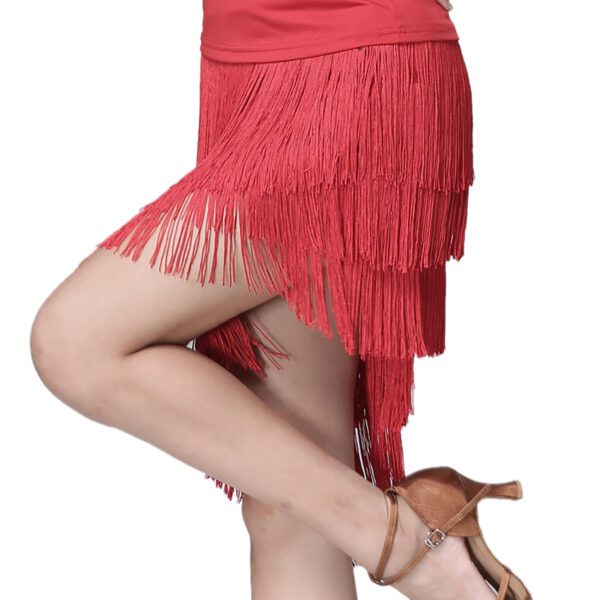 Whitewed Women'S Multi Layered Fringe Asymmetric Latin Tango Dance Skirts With Build In Shorts - Image 5