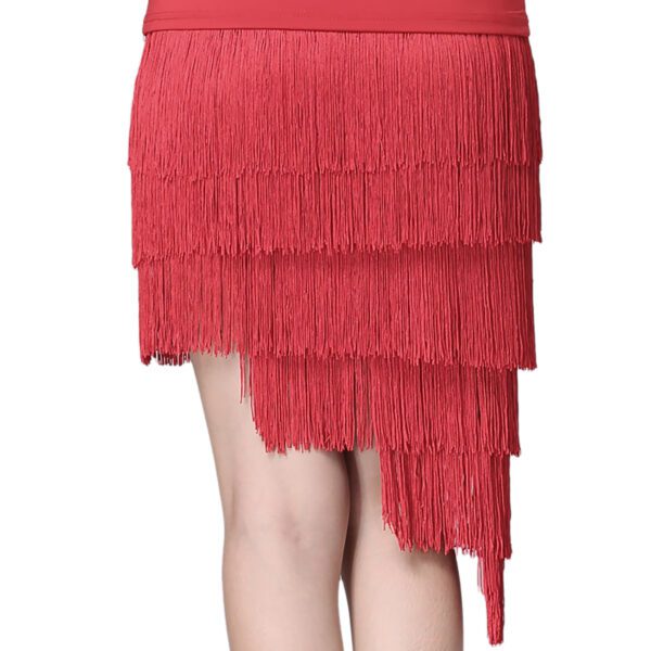 Whitewed Women'S Multi Layered Fringe Asymmetric Latin Tango Dance Skirts With Build In Shorts - Image 6