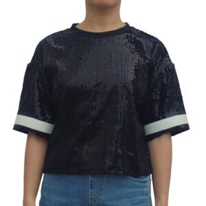Sequin Crop Jersey Top Shirt