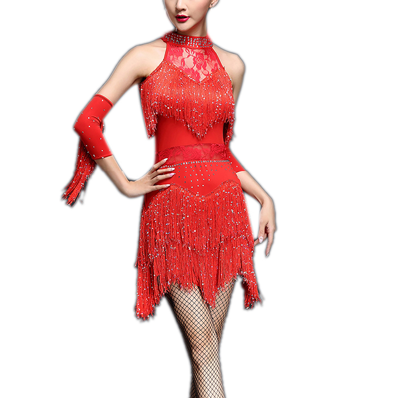 Tango Dress Rojo Tango Latin Fringe Ballroom Dancesport Outfit