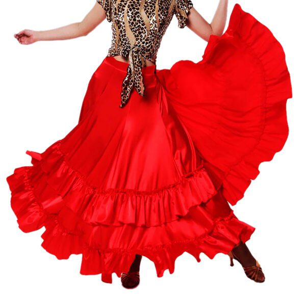 Whitewed Women'S Long Ruffle Paso Doble Flamenco Ballroom Dance Practice Performance Costumes Skirts