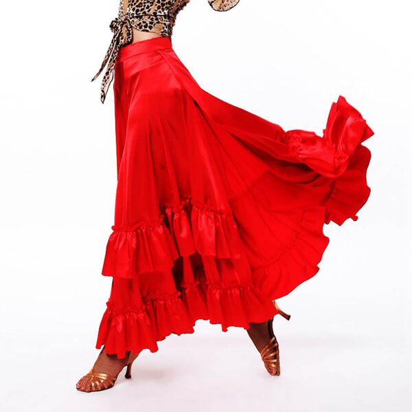 Whitewed Women'S Long Ruffle Paso Doble Flamenco Ballroom Dance Practice Performance Costumes Skirts - Image 3