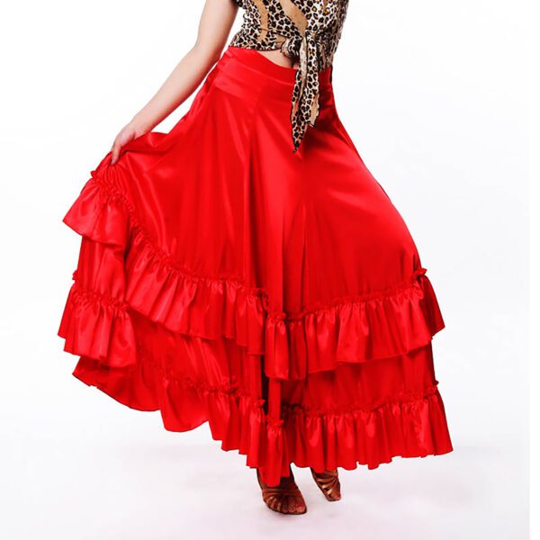 Whitewed Women'S Long Ruffle Paso Doble Flamenco Ballroom Dance Practice Performance Costumes Skirts - Image 4