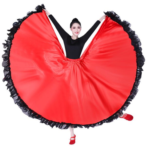 Whitewed Long Ruffle Female Latin Spanish Flamenco Folklorico Paso Doble Waltz Dance Costume Skirt - Image 8