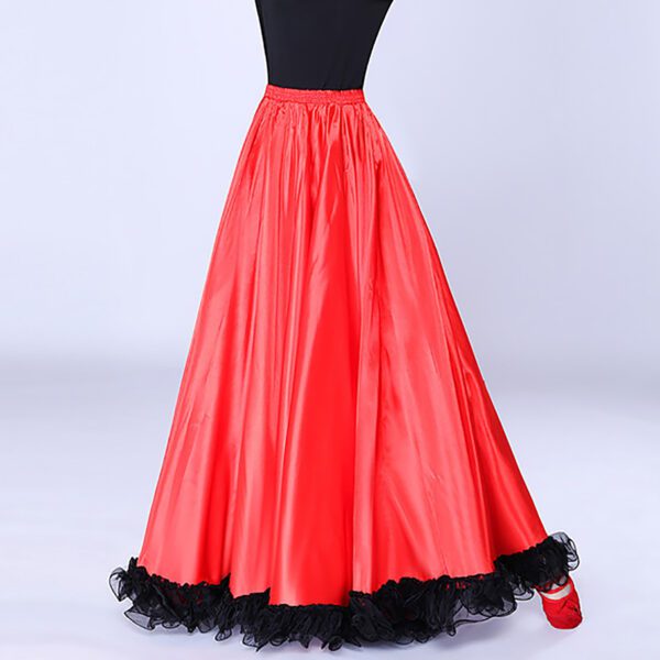 Whitewed Long Ruffle Female Latin Spanish Flamenco Folklorico Paso Doble Waltz Dance Costume Skirt - Image 11