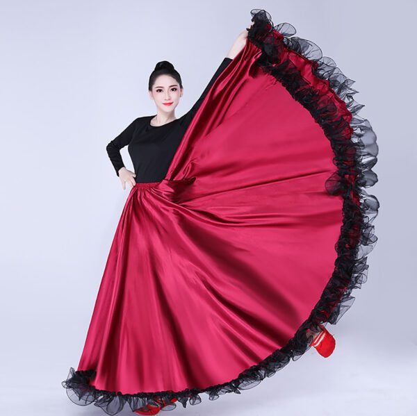 Whitewed Long Ruffle Female Latin Spanish Flamenco Folklorico Paso Doble Waltz Dance Costume Skirt - Image 16