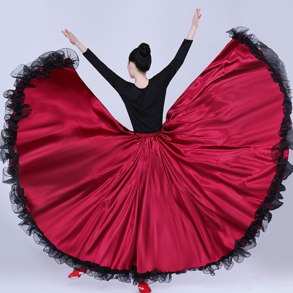 Whitewed Long Ruffle Female Latin Spanish Flamenco Folklorico Paso Doble Waltz Dance Costume Skirt - Image 19