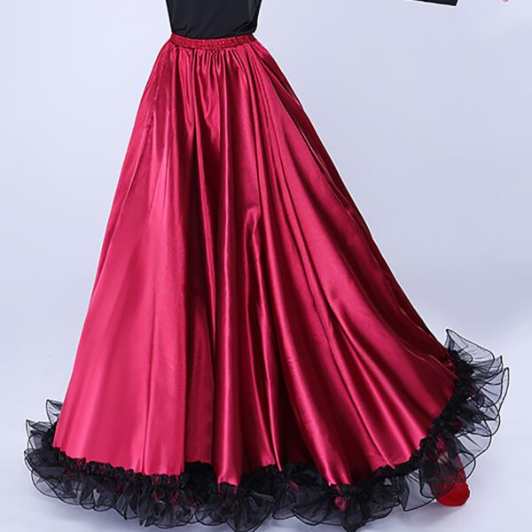 Whitewed Long Ruffle Female Latin Spanish Flamenco Folklorico Paso Doble Waltz Dance Costume Skirt - Image 20