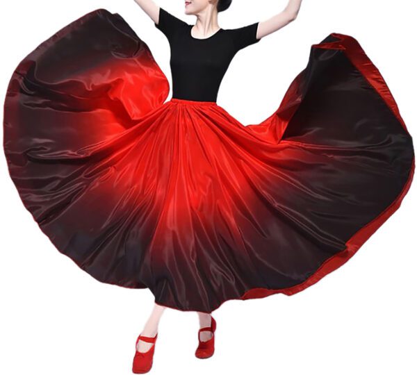 Whitewed Two Tone Color Satin Adult Flamenco Gypsy Paso Doble Spanish Ballet Dance Costume Skirt Female