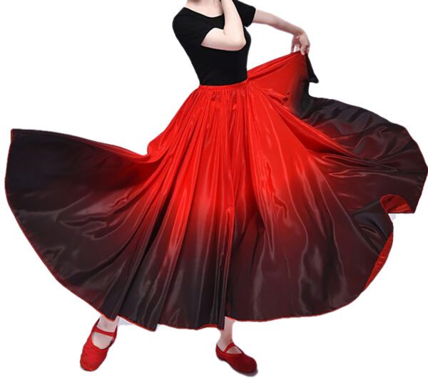 Whitewed Two Tone Color Satin Adult Flamenco Gypsy Paso Doble Spanish Ballet Dance Costume Skirt Female - Image 3