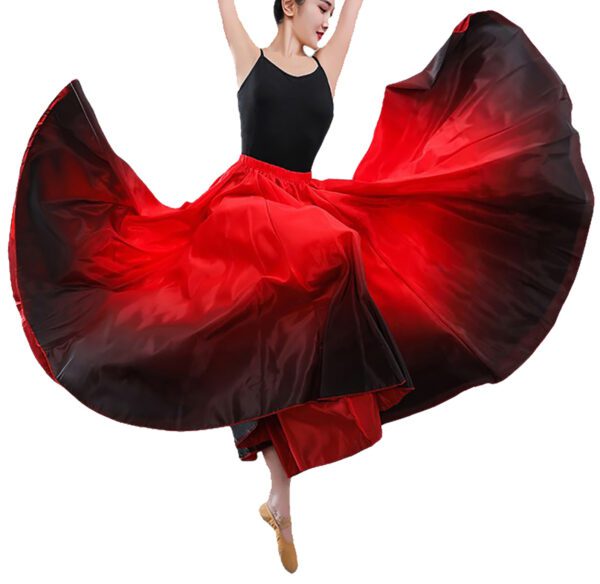 Whitewed Two Tone Color Satin Adult Flamenco Gypsy Paso Doble Spanish Ballet Dance Costume Skirt Female - Image 4