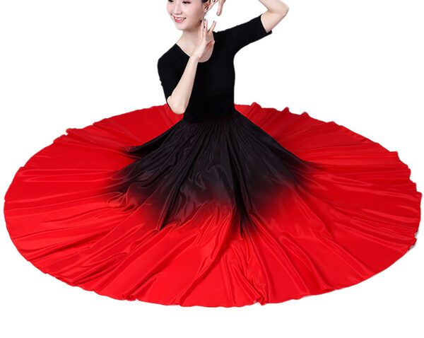 Whitewed Two Tone Color Satin Adult Flamenco Gypsy Paso Doble Spanish Ballet Dance Costume Skirt Female - Image 7