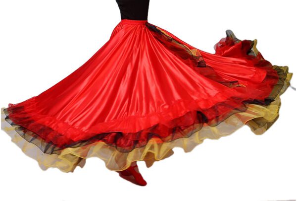 Whitewed Women'S Spanish Flamenco Apparel Long Circle Swing Skirt Costumes With Layered Ruffle - Image 2