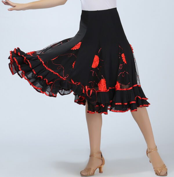 Whitewed Square Line Latin Ballroom Smooth Dance Wear Skirts Rehearsal Theater - Image 3