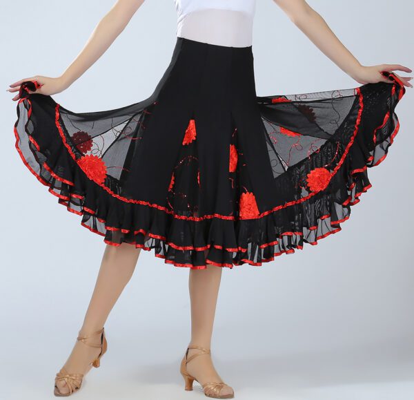 Whitewed Square Line Latin Ballroom Smooth Dance Wear Skirts Rehearsal Theater - Image 5