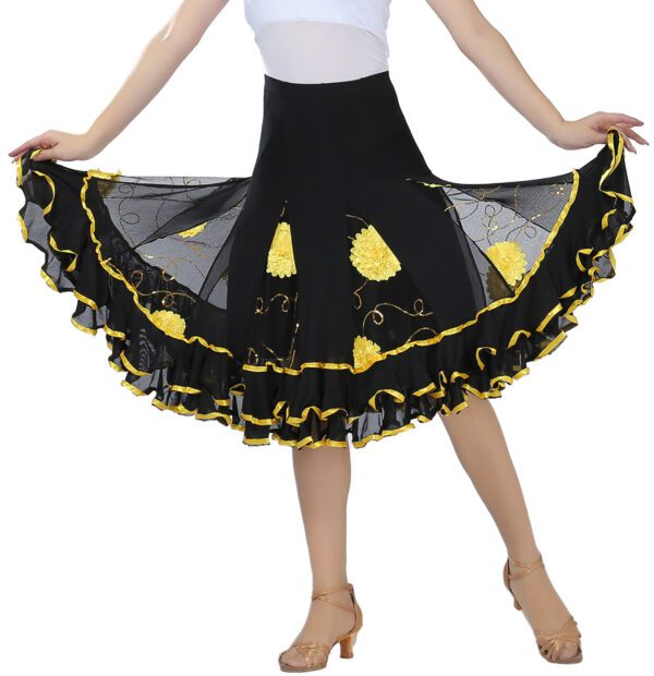 Whitewed Square Line Latin Ballroom Smooth Dance Wear Skirts Rehearsal Theater - Image 6