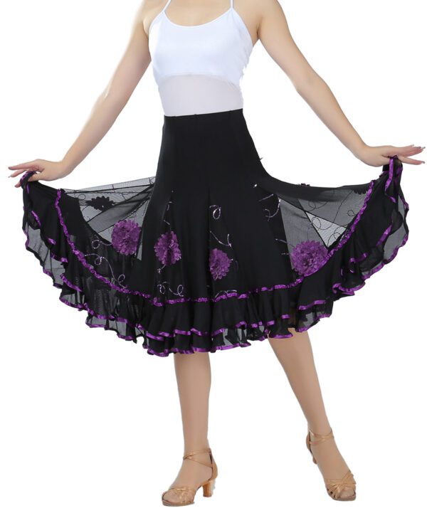 Whitewed Square Line Latin Ballroom Smooth Dance Wear Skirts Rehearsal Theater - Image 7