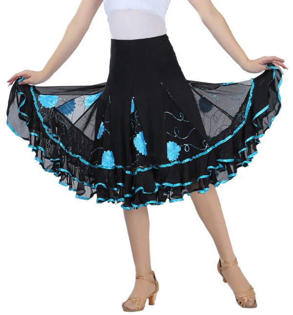 Whitewed Square Line Latin Ballroom Smooth Dance Wear Skirts Rehearsal Theater - Image 10