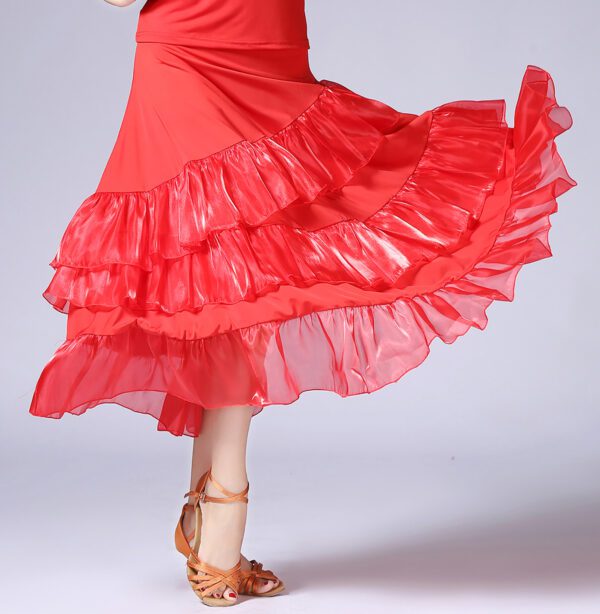 Whitewed Long Waltz Folklorico Flamenco Ballroom Practice Dancer Dancing Skirts Dress up - Image 2