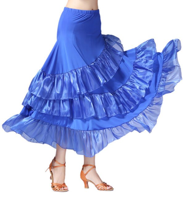 Whitewed Long Waltz Folklorico Flamenco Ballroom Practice Dancer Dancing Skirts Dress up - Image 5