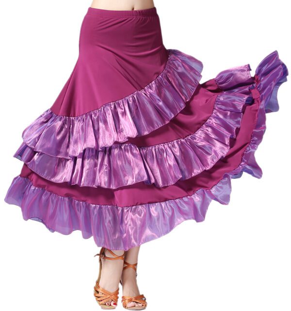 Whitewed Long Waltz Folklorico Flamenco Ballroom Practice Dancer Dancing Skirts Dress up - Image 6