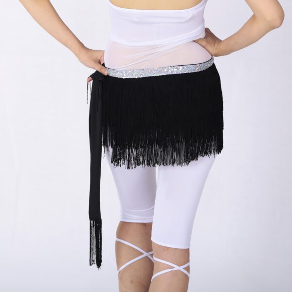 Whitewed Thick Fringe Hip Scarf Bohemian Belly Dance Class Exercise Belt - Image 3