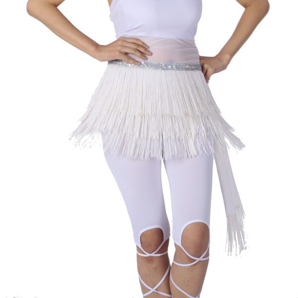 Whitewed Thick Fringe Hip Scarf Bohemian Belly Dance Class Exercise Belt - Image 5