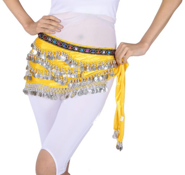 Whitewed Beaded Velvet Belly Dance Performance Coin Hip Scarf Scarves Wrap - Image 16