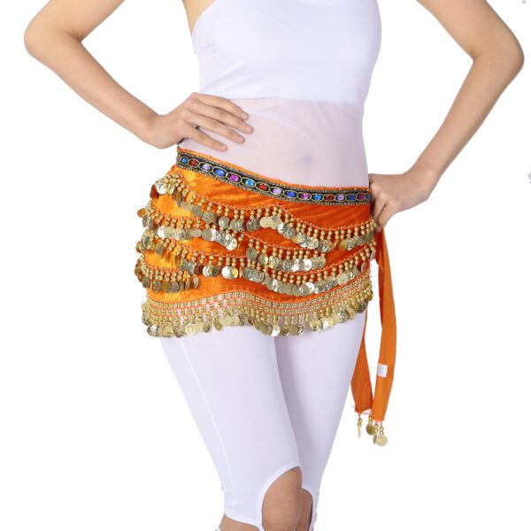 Whitewed Beaded Velvet Belly Dance Performance Coin Hip Scarf Scarves Wrap - Image 19