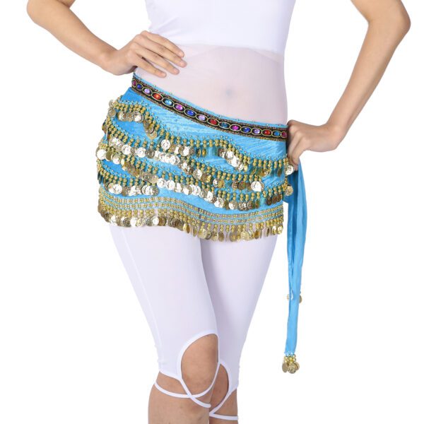 Whitewed Beaded Velvet Belly Dance Performance Coin Hip Scarf Scarves Wrap - Image 24