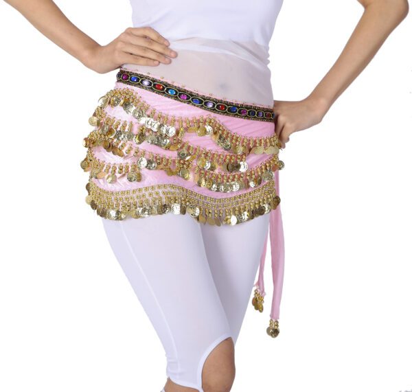 Whitewed Beaded Velvet Belly Dance Performance Coin Hip Scarf Scarves Wrap - Image 25