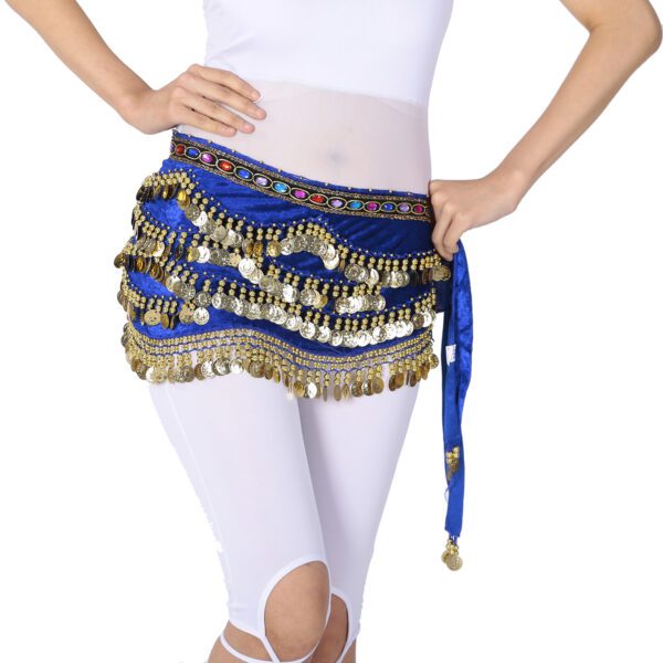 Whitewed Beaded Velvet Belly Dance Performance Coin Hip Scarf Scarves Wrap - Image 26