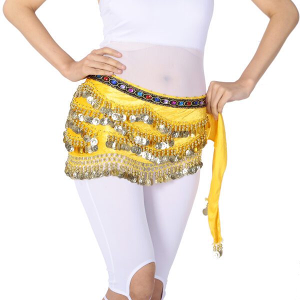 Whitewed Beaded Velvet Belly Dance Performance Coin Hip Scarf Scarves Wrap - Image 28