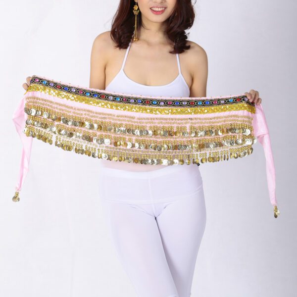 Whitewed Handmade Velvet Belly Dancer Hip Scarves Scarf Belt Skirts with Coin - Image 2