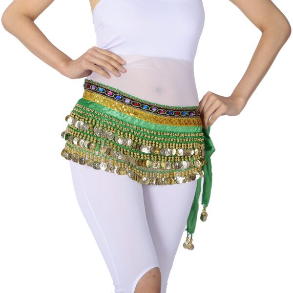 Whitewed Handmade Velvet Belly Dancer Hip Scarves Scarf Belt Skirts with Coin - Image 7