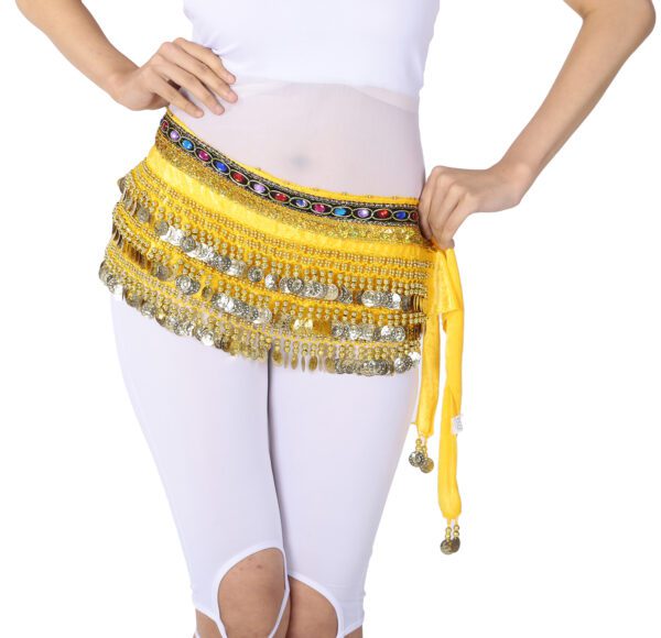 Whitewed Handmade Velvet Belly Dancer Hip Scarves Scarf Belt Skirts with Coin - Image 9