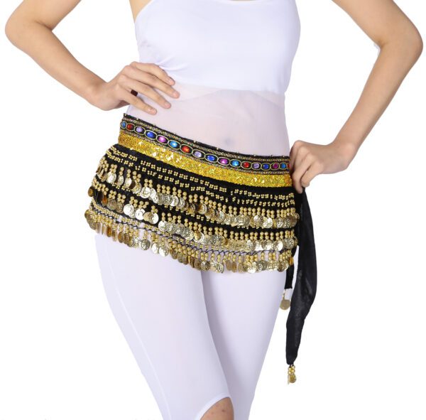 Whitewed Handmade Velvet Belly Dancer Hip Scarves Scarf Belt Skirts with Coin - Image 10