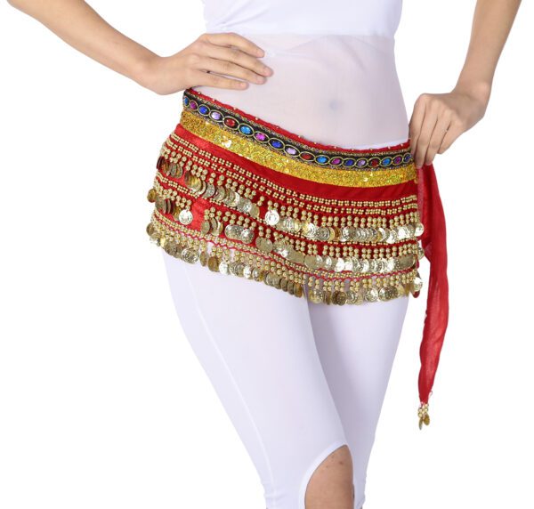 Whitewed Handmade Velvet Belly Dancer Hip Scarves Scarf Belt Skirts with Coin - Image 11