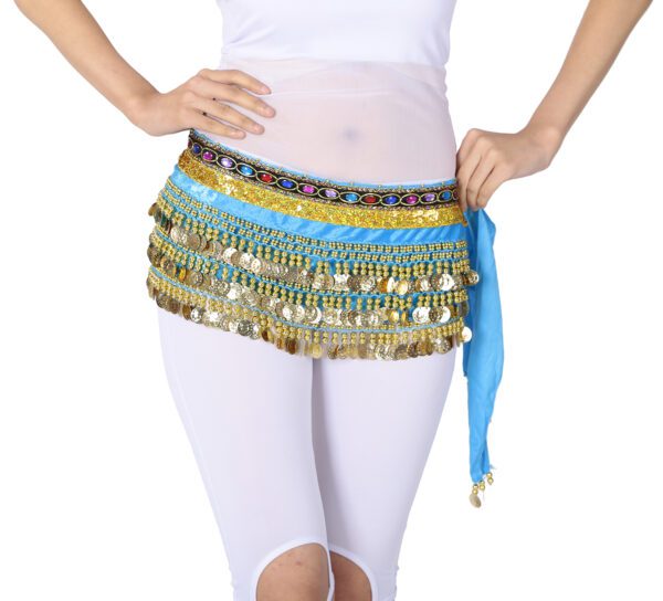 Whitewed Handmade Velvet Belly Dancer Hip Scarves Scarf Belt Skirts with Coin - Image 12