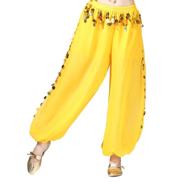 Whitewed Sheer Chiffon Belly Dance Harem Pants Bottoms with Leg Slits Side Tie - Image 11