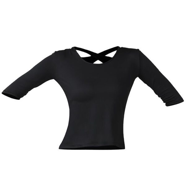 Whitewed Crisscross Latin Ballroom Dance Top T Shirts Reversible Multi Ways To Wear Cutout - Image 4