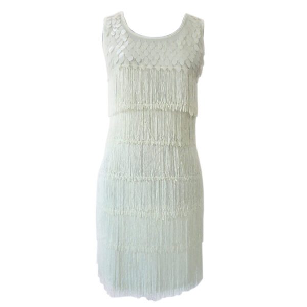 Whitewed Beaded Fringe Roaring 20s Gatsby Style Flapper Formal Cocktail Dresses - Image 3