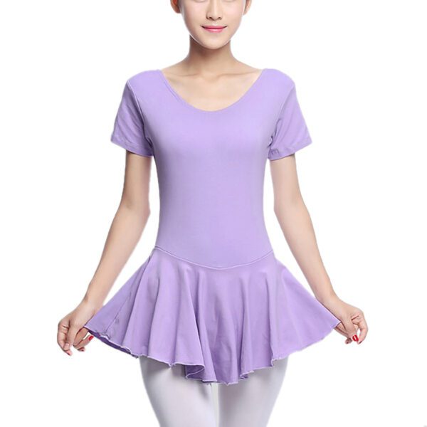 Whitewed Short Sleeve Cotton Ladies Skirted Leotard Dancer Ballet Dance Dresses