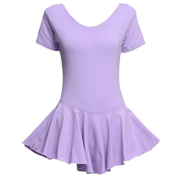 Whitewed Short Sleeve Cotton Ladies Skirted Leotard Dancer Ballet Dance Dresses - Image 2