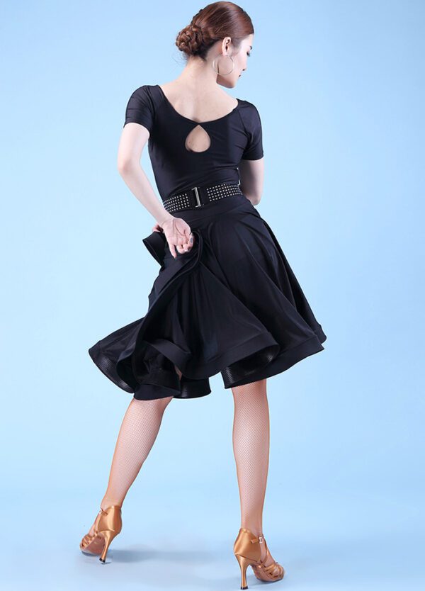 Sleeve Keyhole Back Voluminous Skirt Latin Dance Parctice Performance Dresses Crinoline Trimmed - Image 2