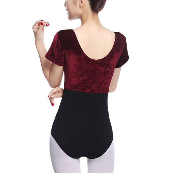 Whitewed Women's Velvet Short Sleeve Leotard Bodysuit with A Gathered Bow Design Front - Image 13